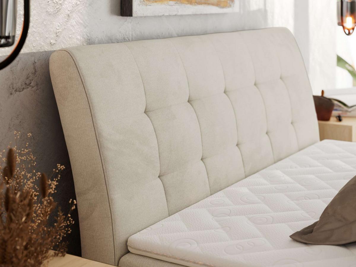 BOXBETT DAGOS 200/200 - Beige Velvet - H3 - Topper Visco - Beige, Textil (200/200cm) - MKS