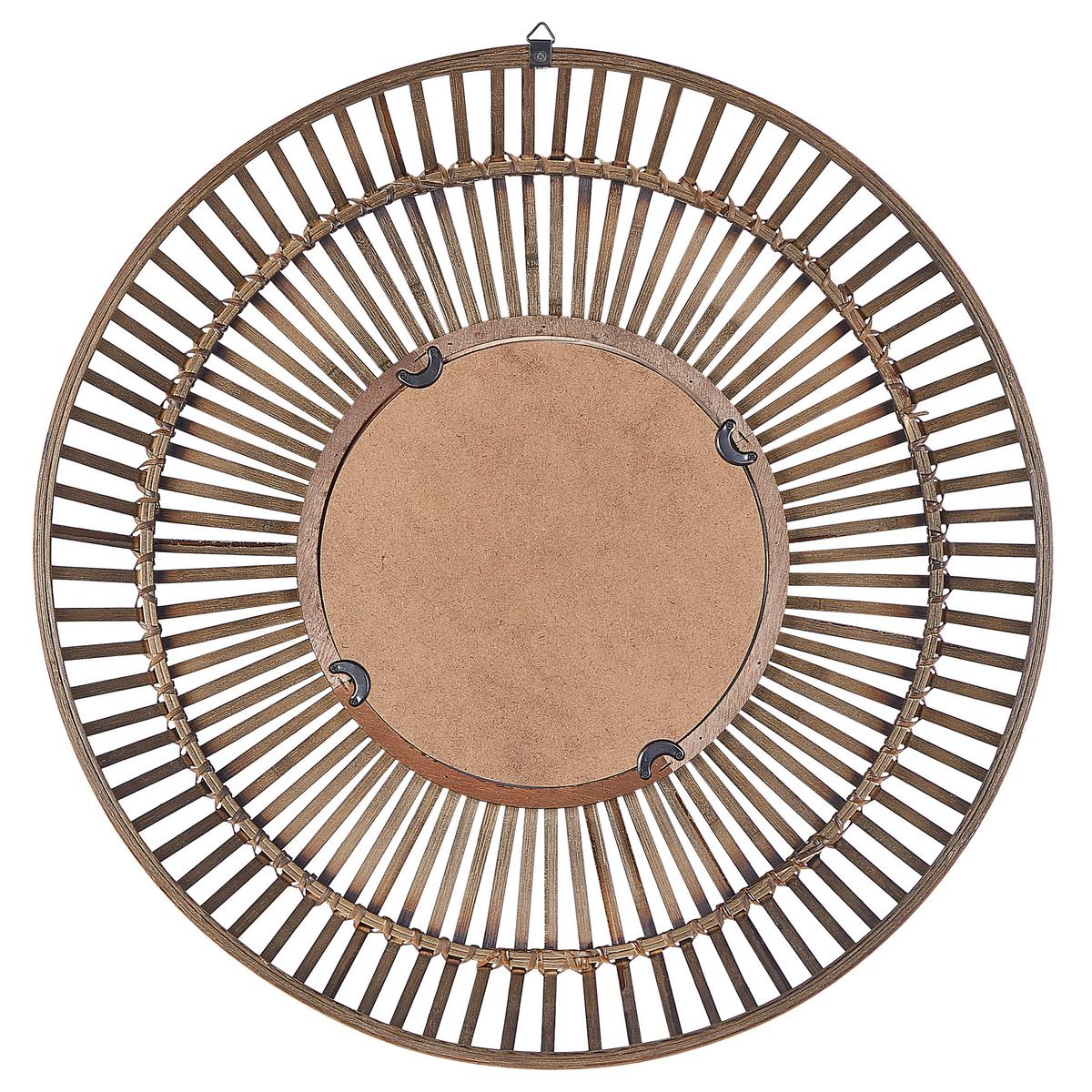 WANDSPIEGEL dunkler Holzfarbton Bambusholz 66 cm Blasito - Dunkelbraun, Holz (66/66/2cm) - Beliani