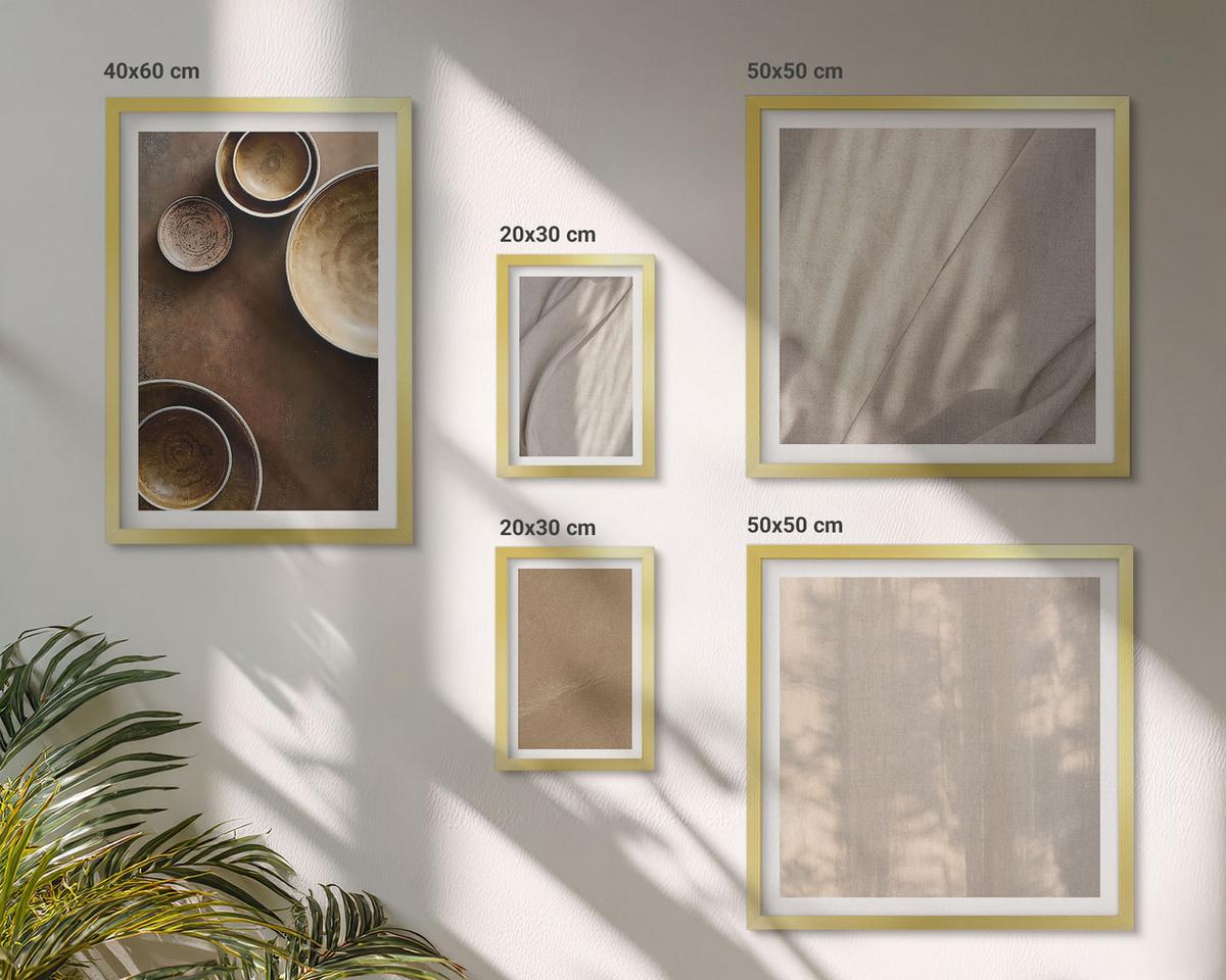 BILDER SET 5er Set - 50x50 cm & 20x30 cm & 40x60 cm Goldrahmen - Strukturen, Texturen, Minimalismus - Goldfarben, Kunststoff (40/60cm) - TULUP