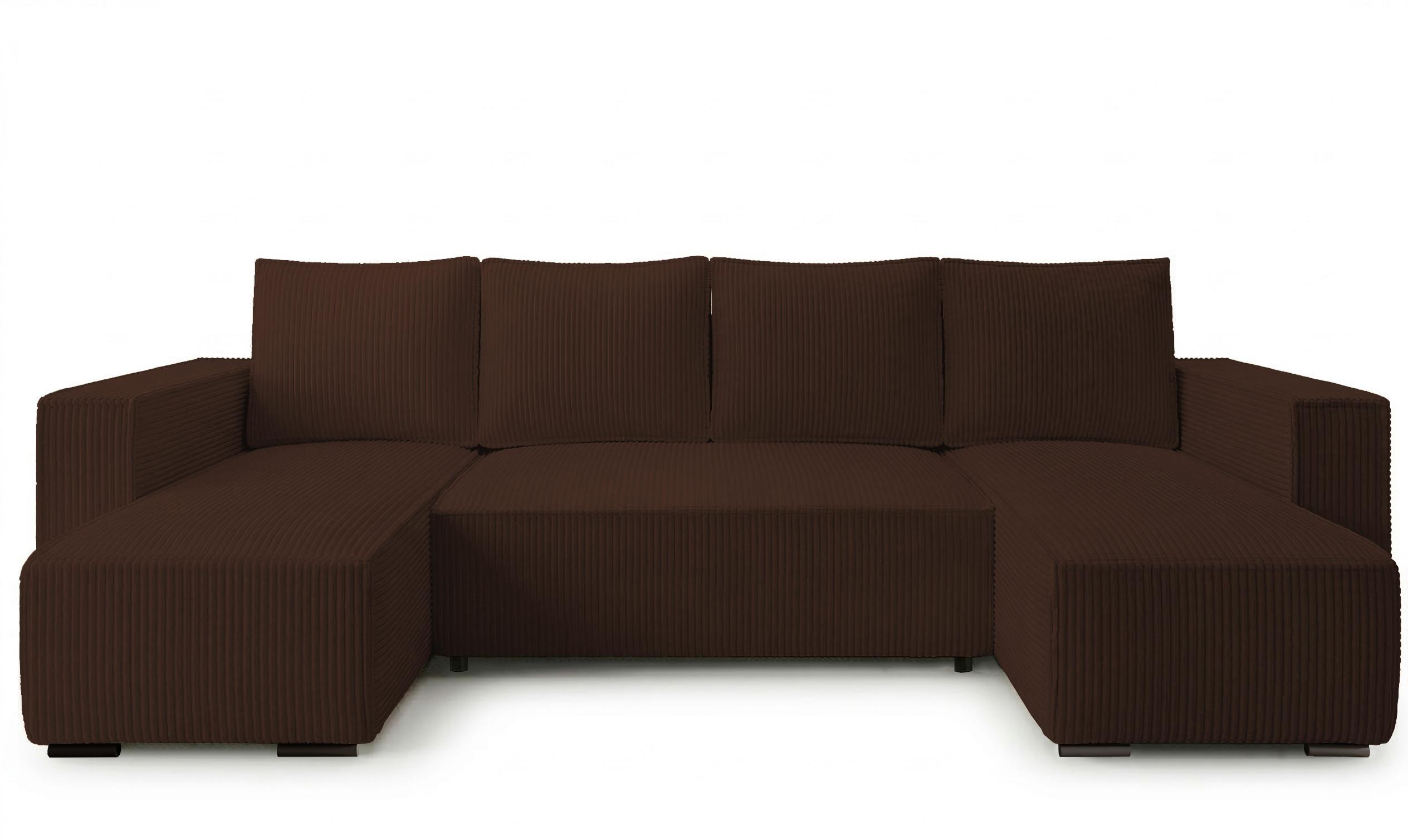 WOHNLANDSCHAFT CUDDY U mit Schlaffunktion und Bettkasten, Farbe: Braun, Cordstoff - Braun, Textil (305/85/140cm) - Storez24