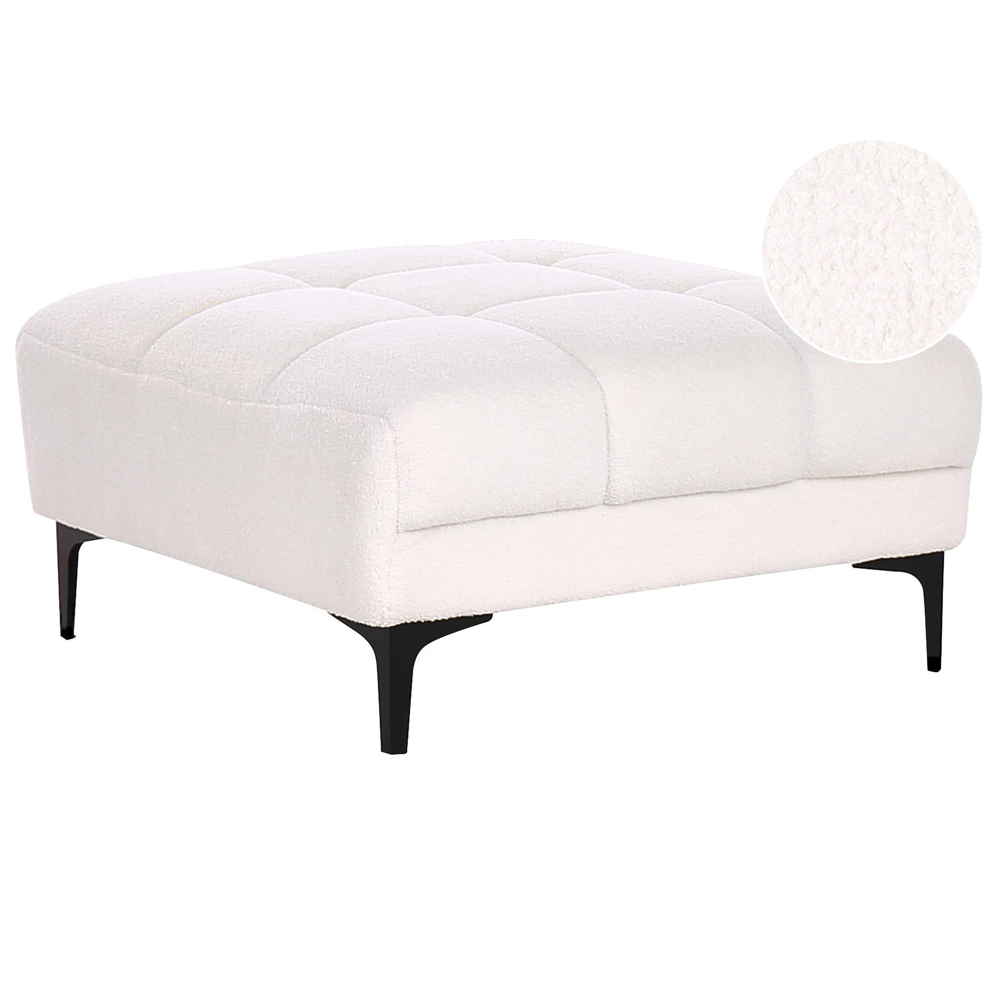 OTTOMANE Bouclé Weiß Alnes - Weiß, Textil (88/41/80cm) - Beliani