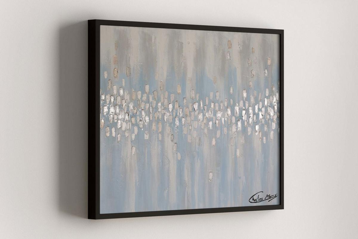 ACRYLBILD HANDGEMALT 100/75 cm - Blau/Beige, Holz/Textil (100/75cm) - KUNSTLOFT