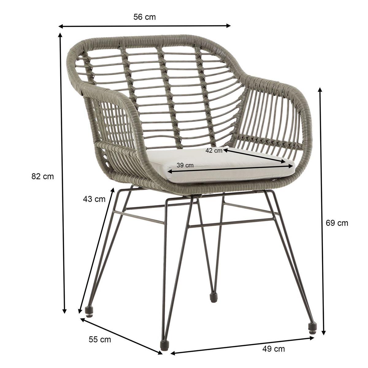 GARTENSTUHL PARAMO 2ER-SET - Grau, Textil/Metall (61/82/57cm) - IDIMEX