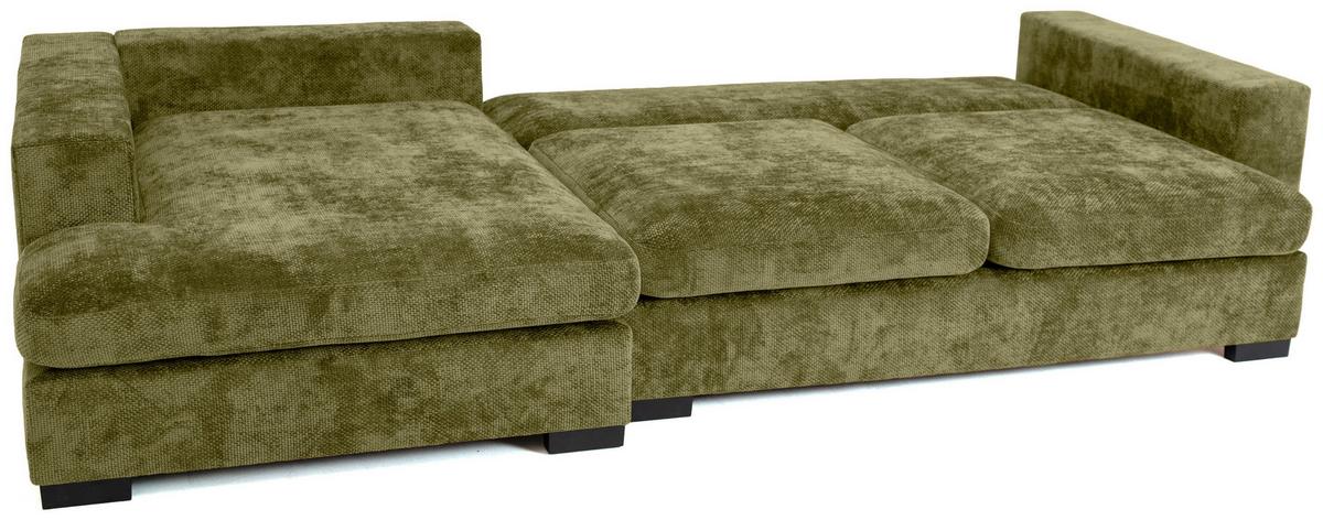 ECKSOFA Dahlia mit Schlaffunktion und Bettkasten in L-Form Links - Grün Chenille 285/92/155 cm - Schwarz/Grün, Kunststoff/Textil (285/155cm) - WFL GROUP