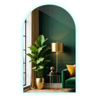 LED SPIEGEL 50 x 90 cm Unregelmäßige Form Kaltweiß 6500K - Blau, Glas (50/90/0.4cm) - TULUP