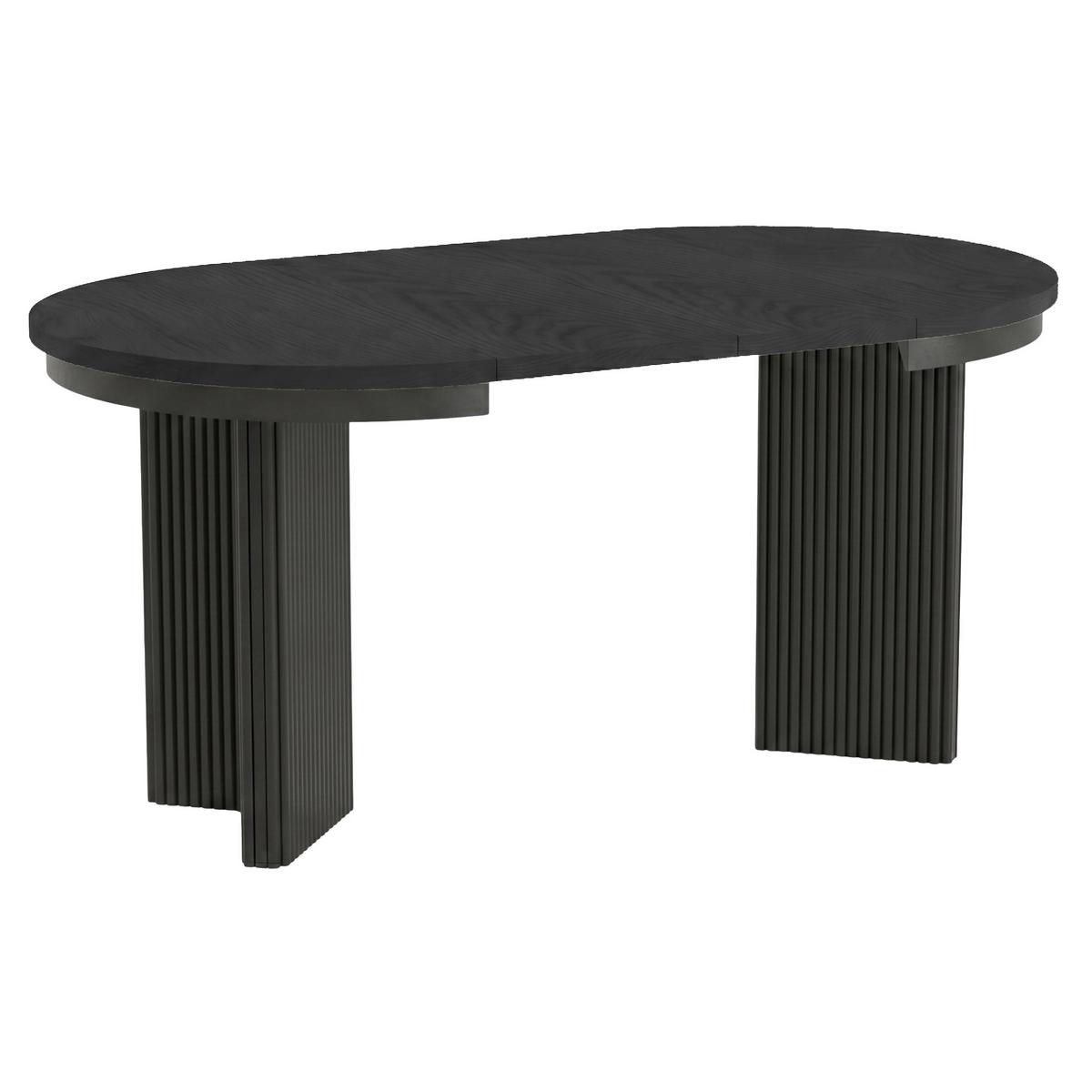 ESSTISCH Prestige runder Design-Tisch, ausziehbar Ø 100–180 cm, Schwarz+Schwarz - Schwarz, Metall (100/100/77cm) - Beautysofa