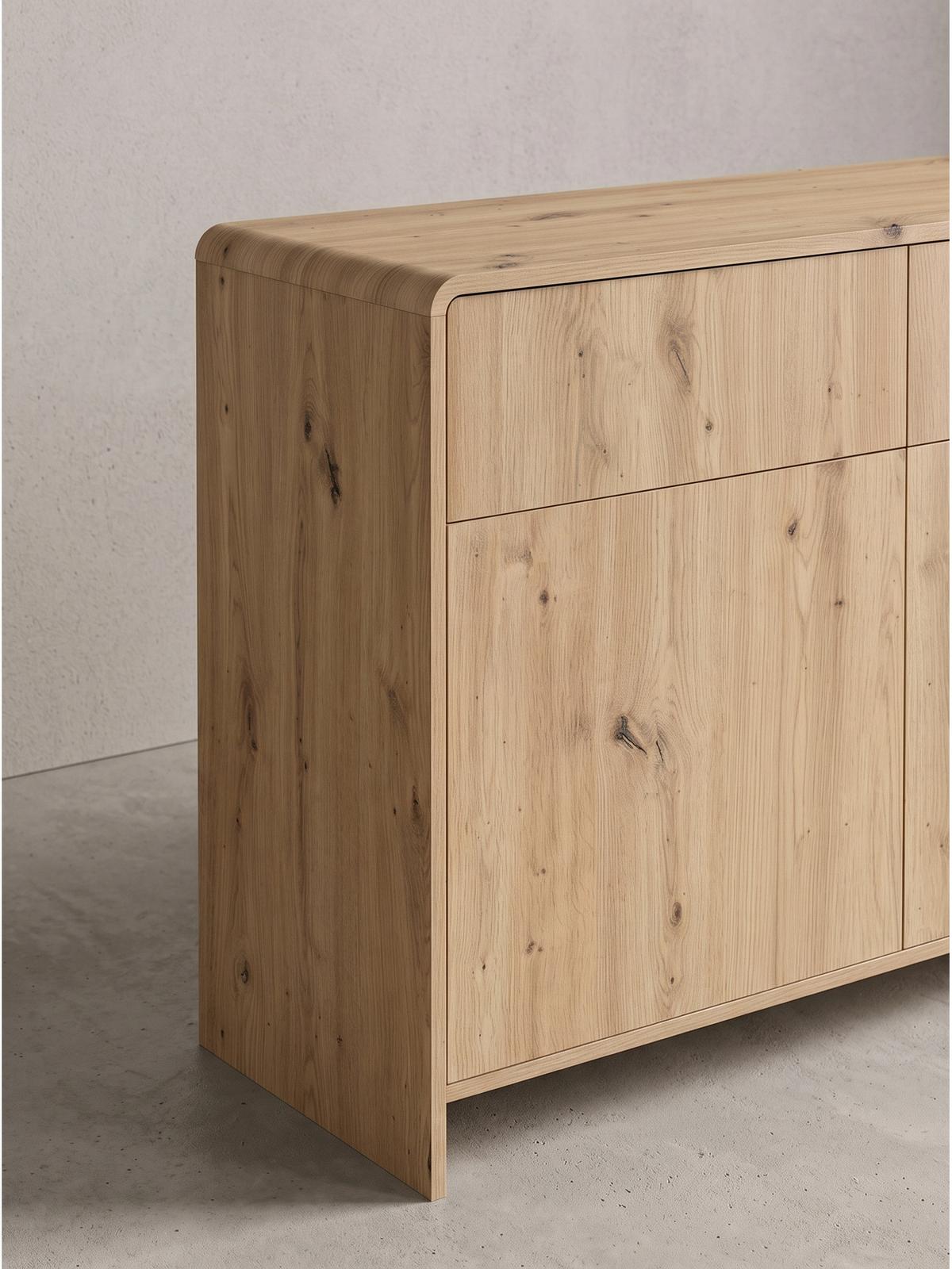 SIDEBOARD CALELLA, MDF, in Eichenoptik, 155,2 x 40 x 76 cm - Hellbraun/Braun, Holzwerkstoff (155.2/76/40cm) - KADIMA DESIGN