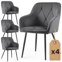 POLSTERSTUHL 4er Set, Metallbeine Graphit, Schwarz 54,5/82,5/58 - Schwarz, Textil (55/83/50cm) - RAUMHIRSCH FURNITURE