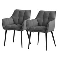 ESSZIMMERSTÜHLE 2ER-SET Dunkelgrau Frotteestoff - Dunkelgrau/Schwarz, Textil/Metall (63/90/57cm) - ML-DESIGN