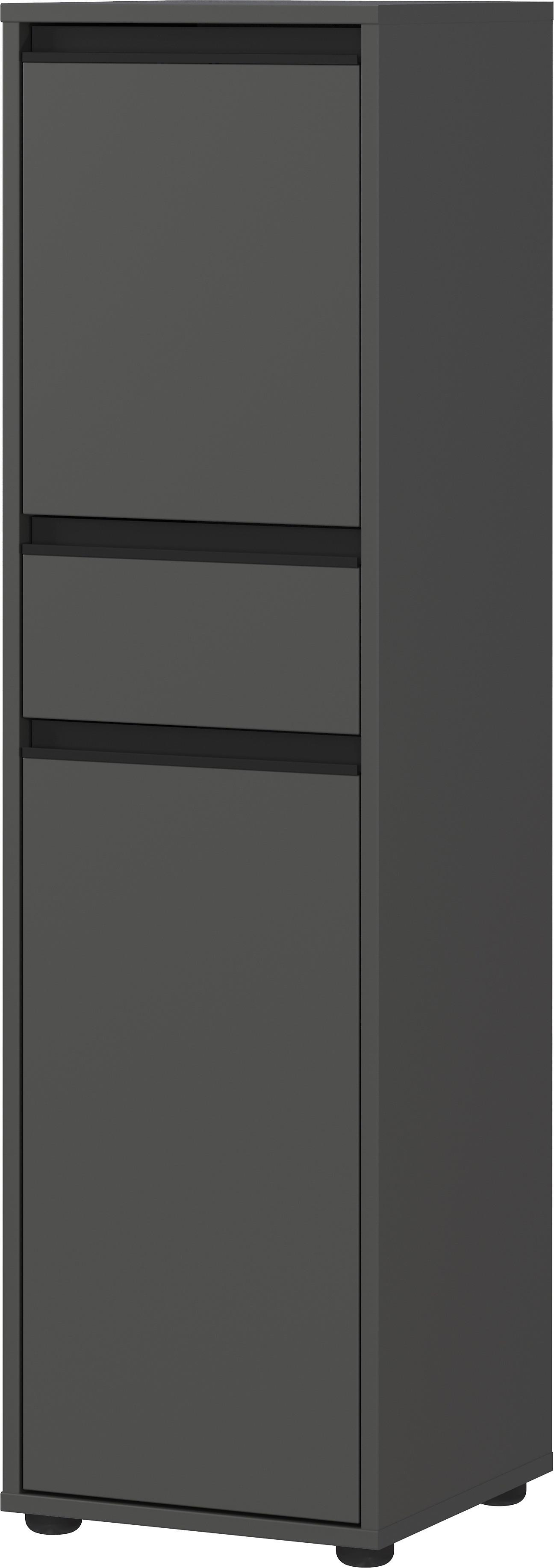 BADSCHRANK schmal HAMBURG Soft-Close, 33x121x34 cm | Graphit - Schwarz, Holzwerkstoff (33/121/34cm) - KADIMA DESIGN