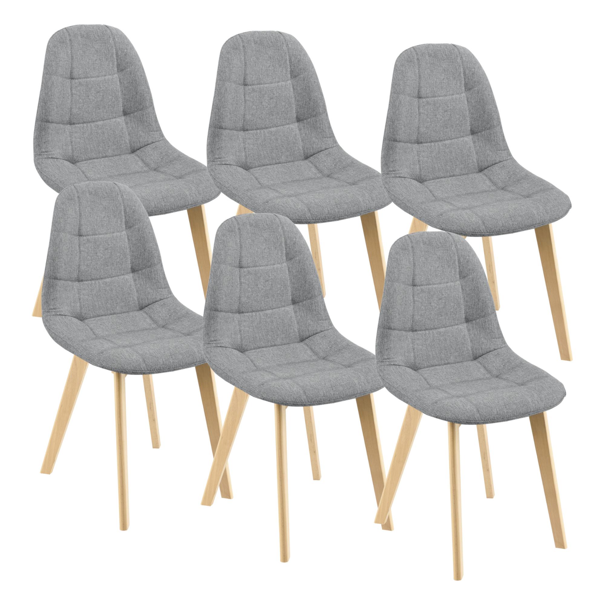 ESSZIMMERSTUHL Kopparberg 6er-Set - Hellgrau, Textil (53/86/47cm) - [en.casa]