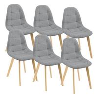 ESSZIMMERSTUHL Kopparberg 6er-Set - Hellgrau, Textil (53/86/47cm) - [en.casa]