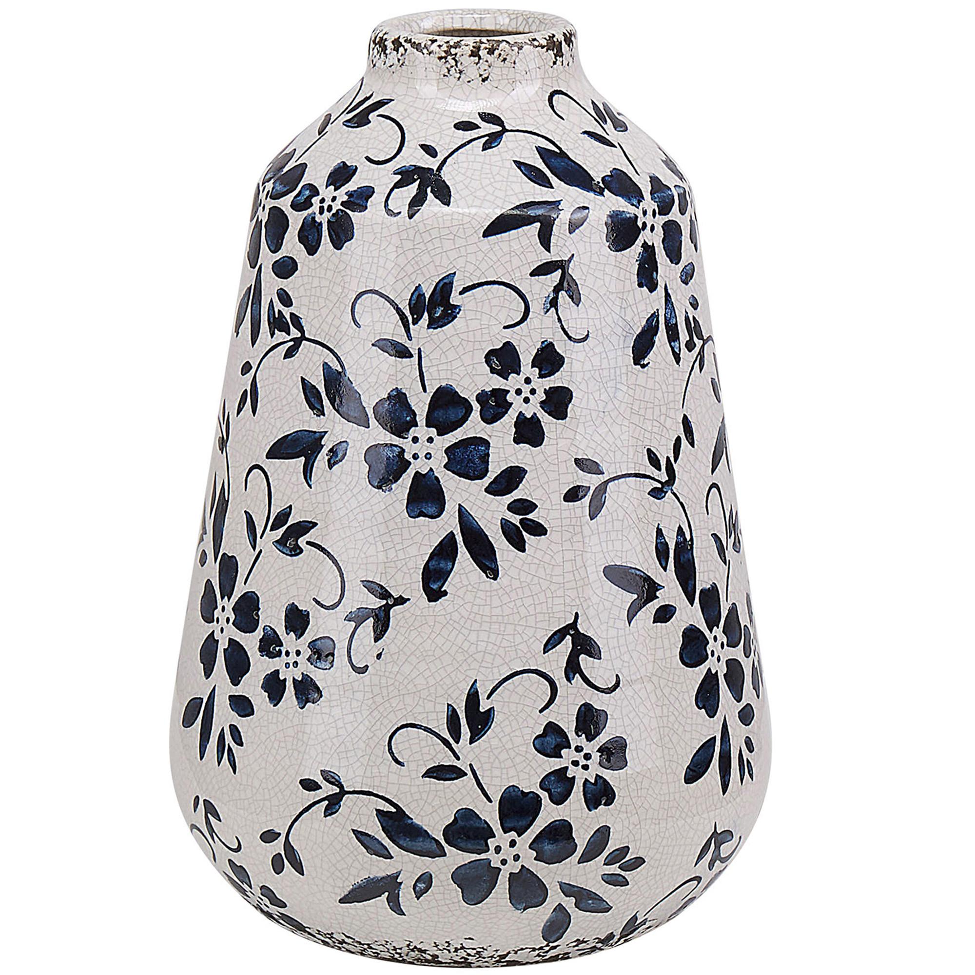 BLUMENVASE Steinzeug weiß Maroneia - Weiß, Stein (20cm) - Beliani