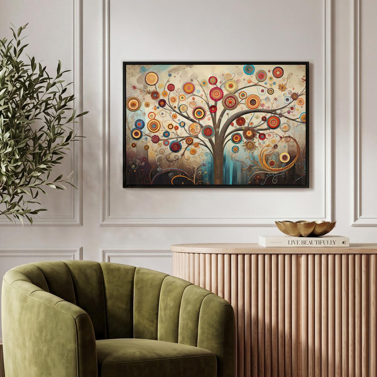 LEINWAND Bilder mit Rahmen - Baum - Baum des Lebens - Farbe - 60x40 - Braun, Textil (60/40cm) - MuchoWow
