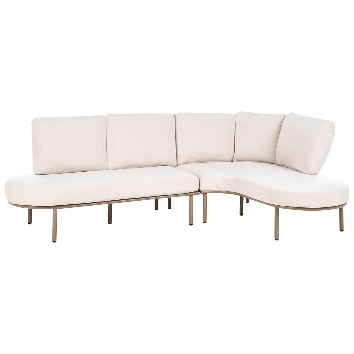 GARTENSOFA mit Tisch 4-Sitzer Metall Braun Pollina - Beige/Braun, Metall (238/77/162cm) - Beliani