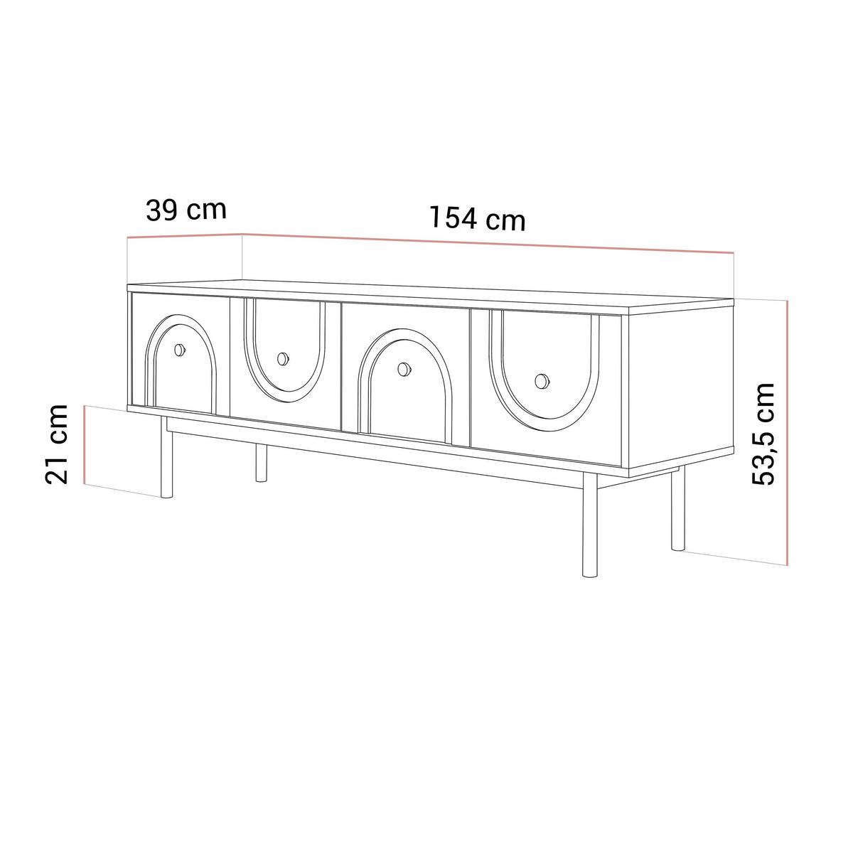 TV-SCHRANK LIBERTY auf Holzbeinen schwarz - Schwarz, Holzwerkstoff (154/53.5/39cm) - Lookway