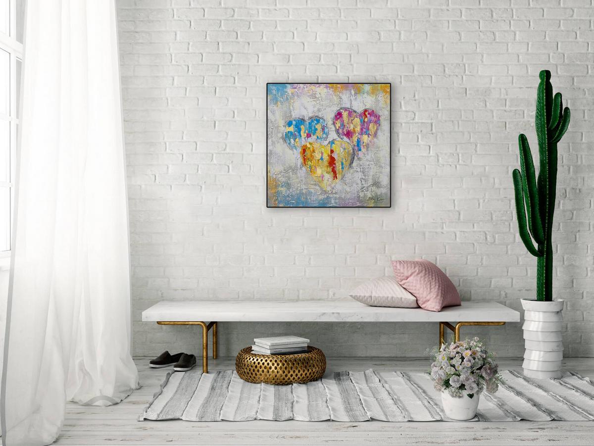 ACRYLBILD HANDGEMALT 60/60 cm - Multicolor/Grau, Holz/Textil (60/60cm) - KUNSTLOFT