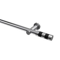 GARDINENSTANGE Platon Mavell 160 cm, 1-läufig (ohne Ringe), 20 mm Ø Chrom - Chromfarben/Schwarz, Metall (160cm) - INTERDECO