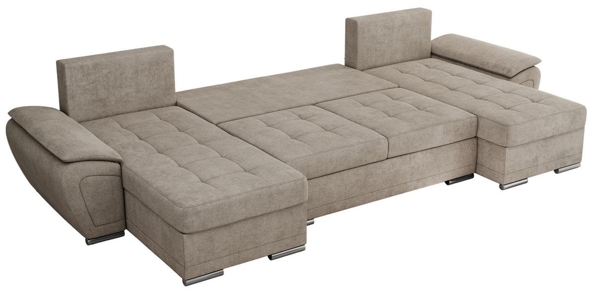 WOHNLANDSCHAFT UMBRIA U Beige Stukture - Beige/Grau, Textil/Metall (336/85/157cm) - MKS