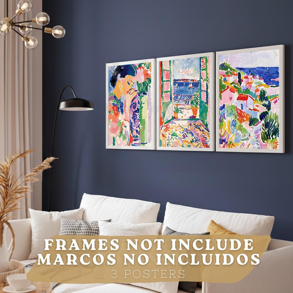 POSTER 3er Bilder-Set Wandbilder Maritim Blau modern Wohnzimmer Deko, Schlafzimmer, Küche, Badezimmer Rahmenlos A3 - Klar, Papier (29.7/1/42cm) - Nacnic