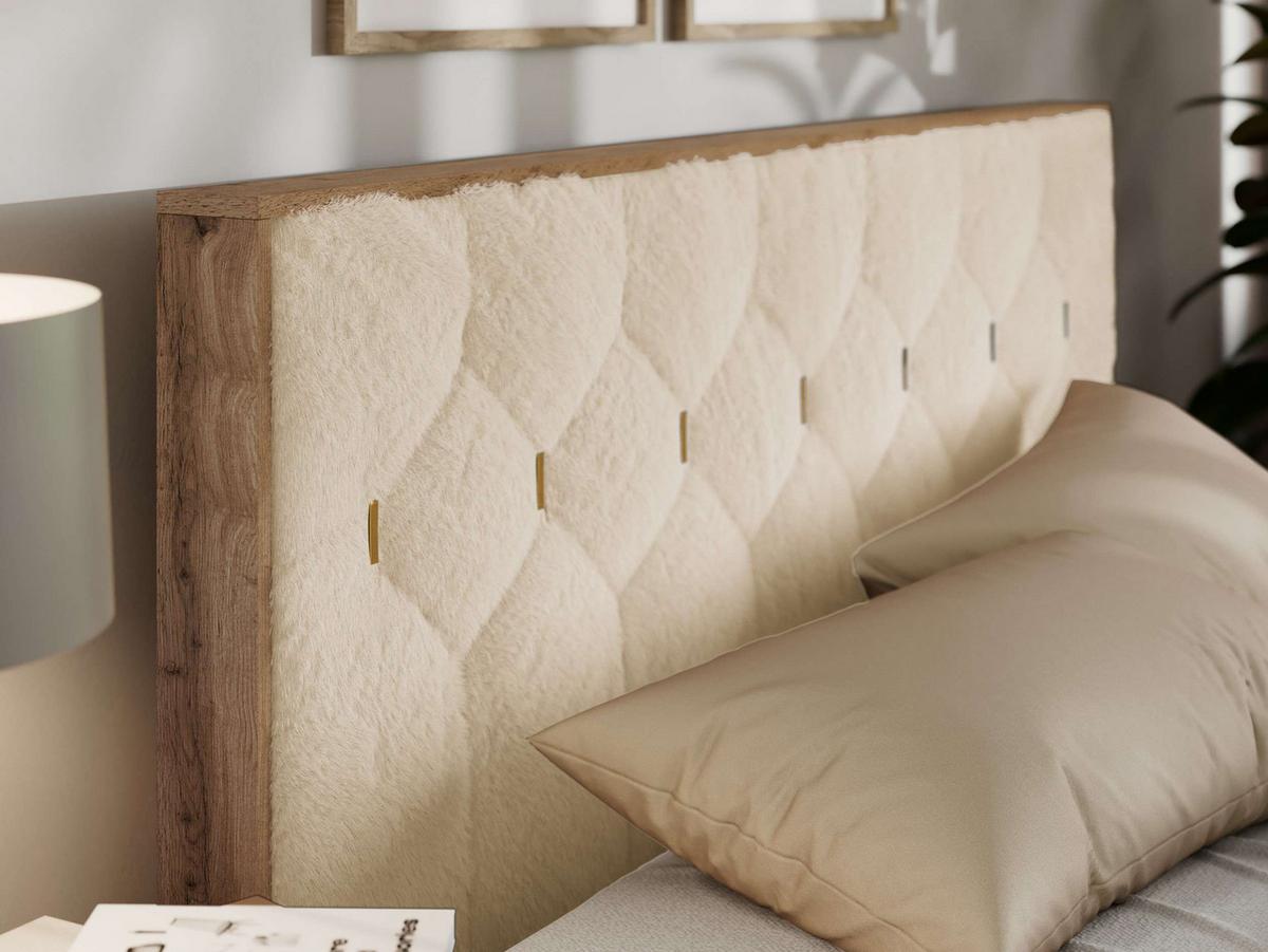 POLSTERBETT LARINO CLASSIC 180/200 - Creme Plüsch - Multipocket-Matratze - Creme, Textil (180/200cm) - MKS
