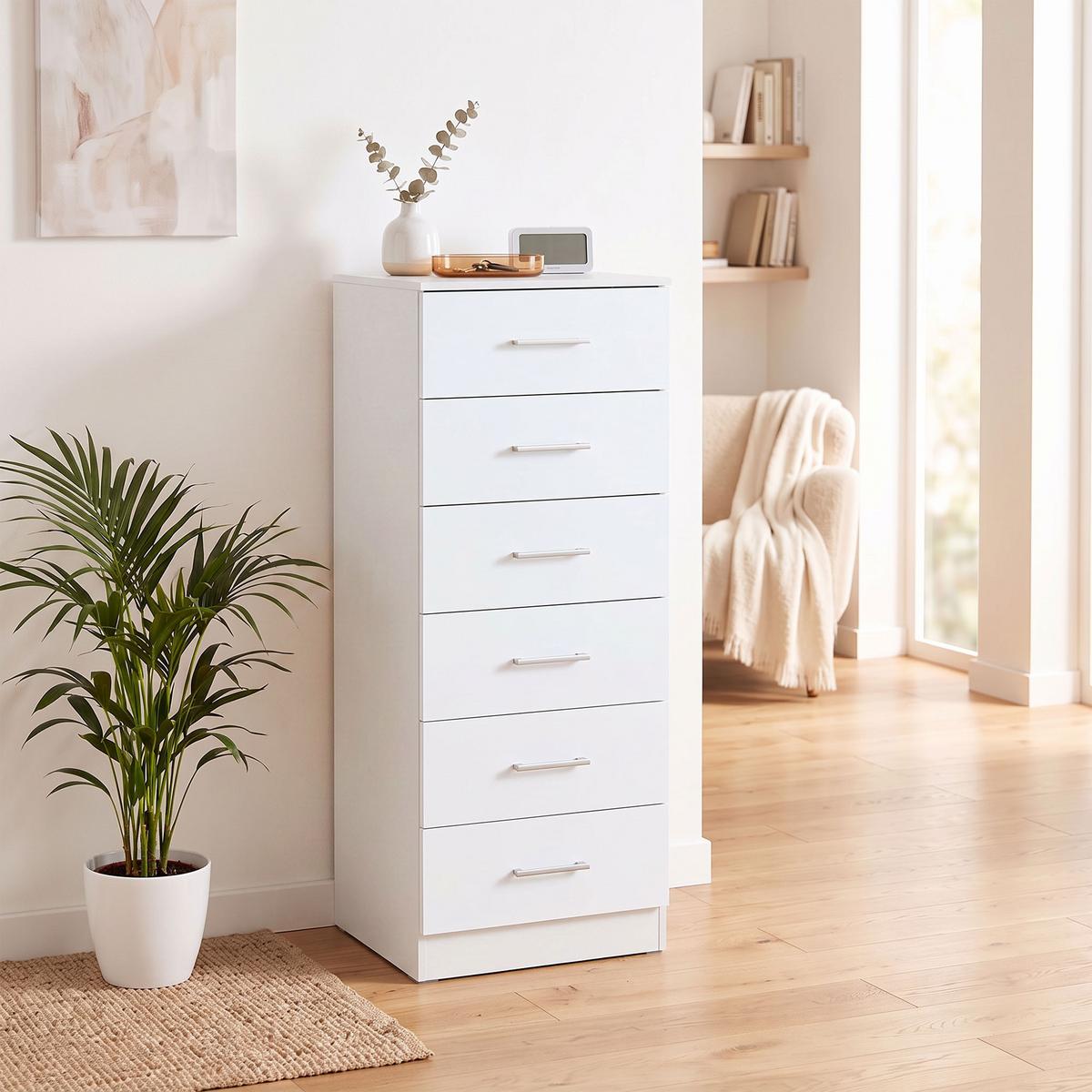 KOMMODE MDF Weiß - Silberfarben/Weiß, Holzwerkstoff/Kunststoff (40/110/40cm) - HOMCOM