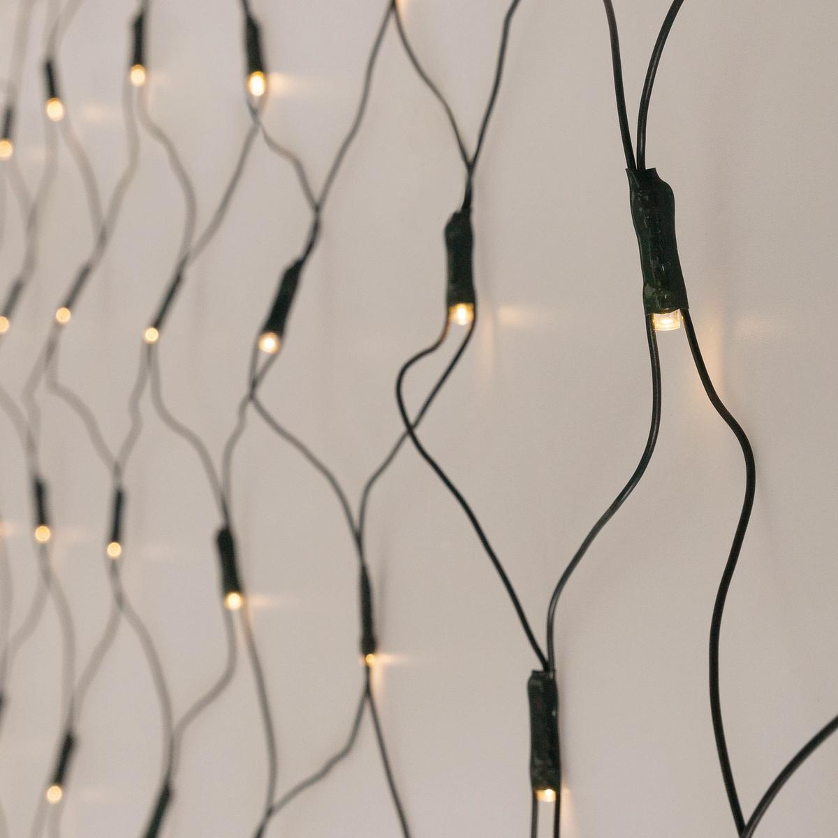 LED LICHTERNETZ 2x1 m 160LED Warmweiß Innen/Außen IP44 Wetterfest - Schwarz, Kunststoff (200cm) - ECD-Germany