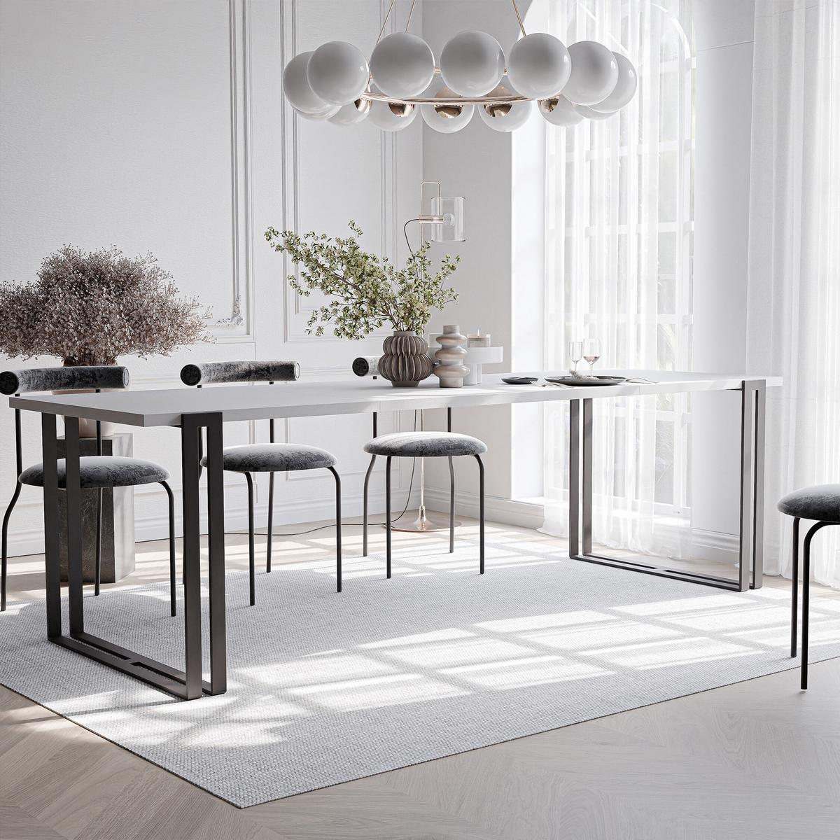 TISCH ausziehbar aus MDF, Weiß - Schwarz/Weiß, Holzwerkstoff (140/80/76cm) - Idohome