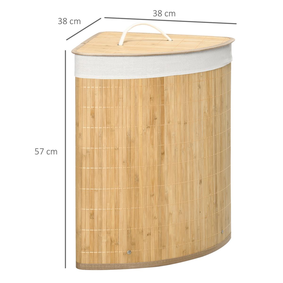WÄSCHEKORB mit Deckel 55L, Bambus, Natur - Naturfarben, Naturmaterialien (38/57/38cm) - HOMCOM