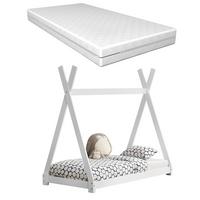 KINDERBETT Onejda mit Matratze - Weiß, Holz/Textil (80/160cm) - [en.casa]