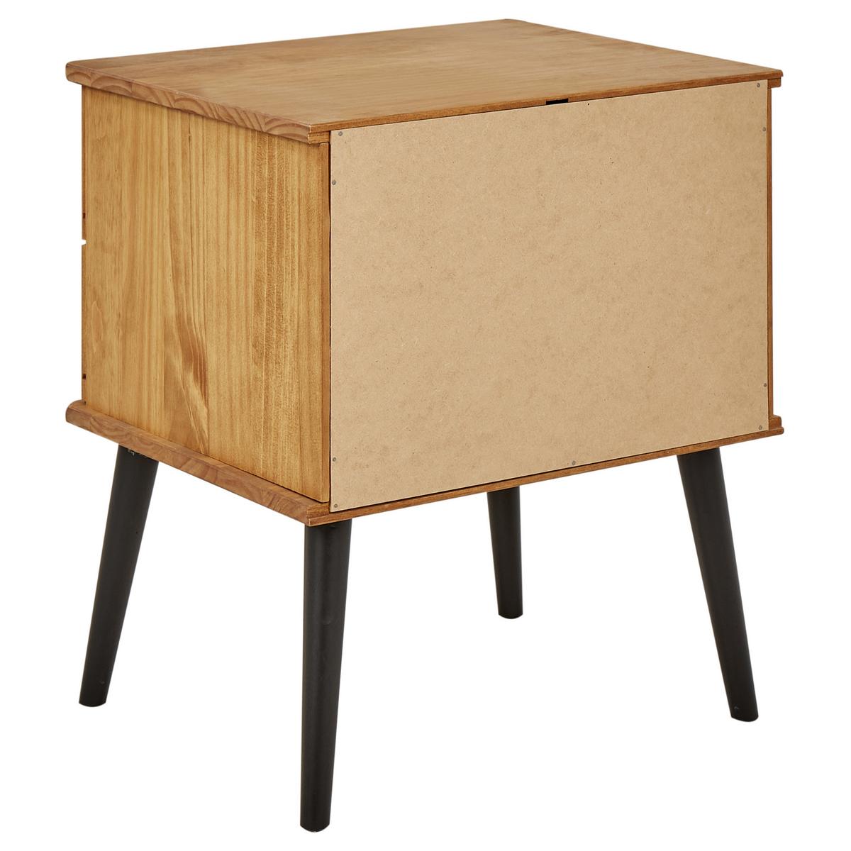 NACHTTISCH mit 2 Schubladen Braun Timmins - Schwarz/Braun, Holz (40/48/56cm) - Beliani