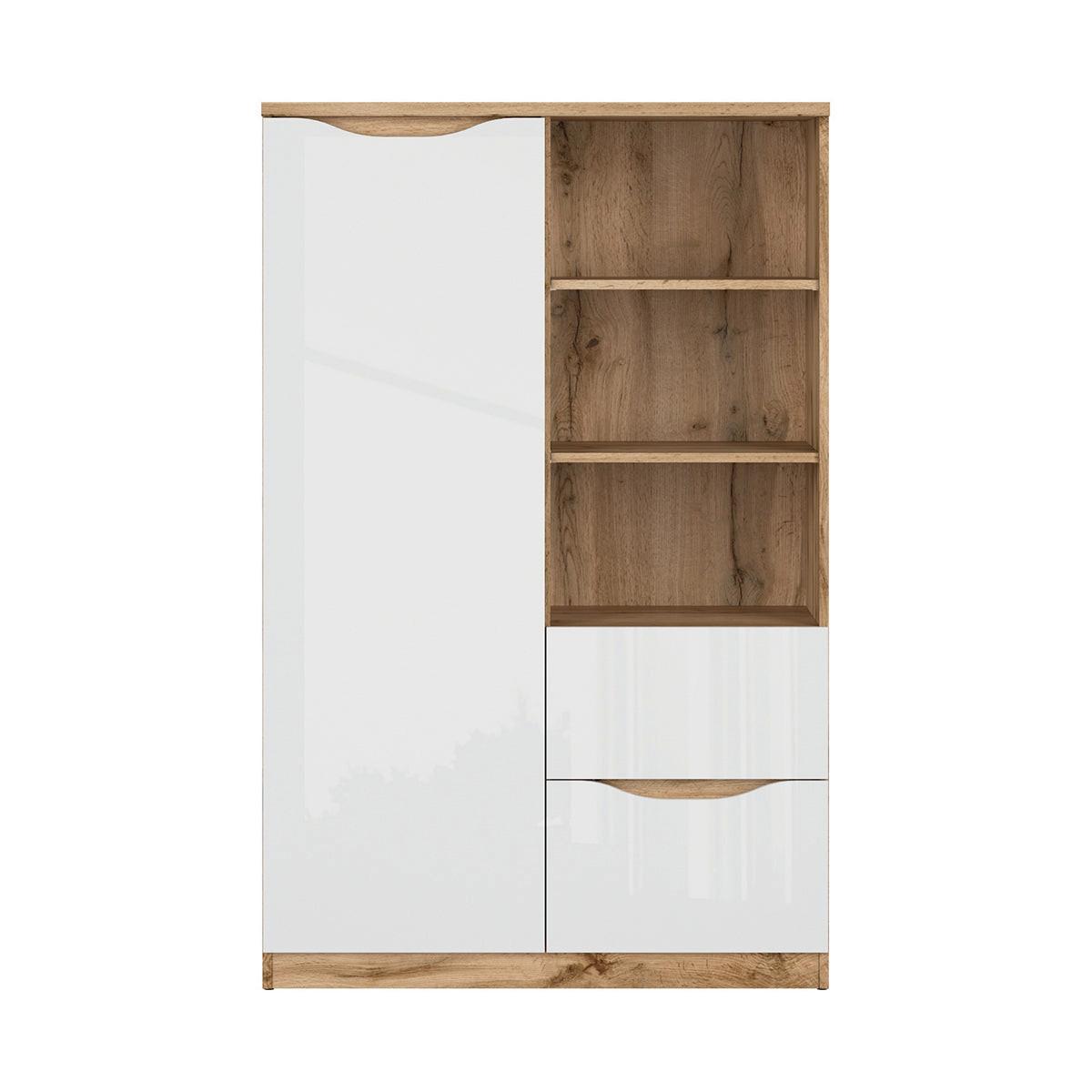 SCHRANK 1 Tür June Weiß und Holz - Weiß, Holzwerkstoff (90/148/40cm) - Petits-meubles