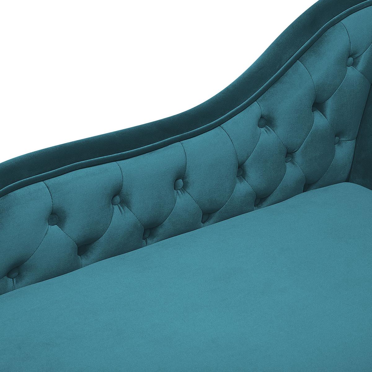 CHAISELONGUE Samtstoff blaugrün rechtsseitig Nimes - Dunkelbraun/Blaugrau, Textil (170/79/61cm) - Beliani