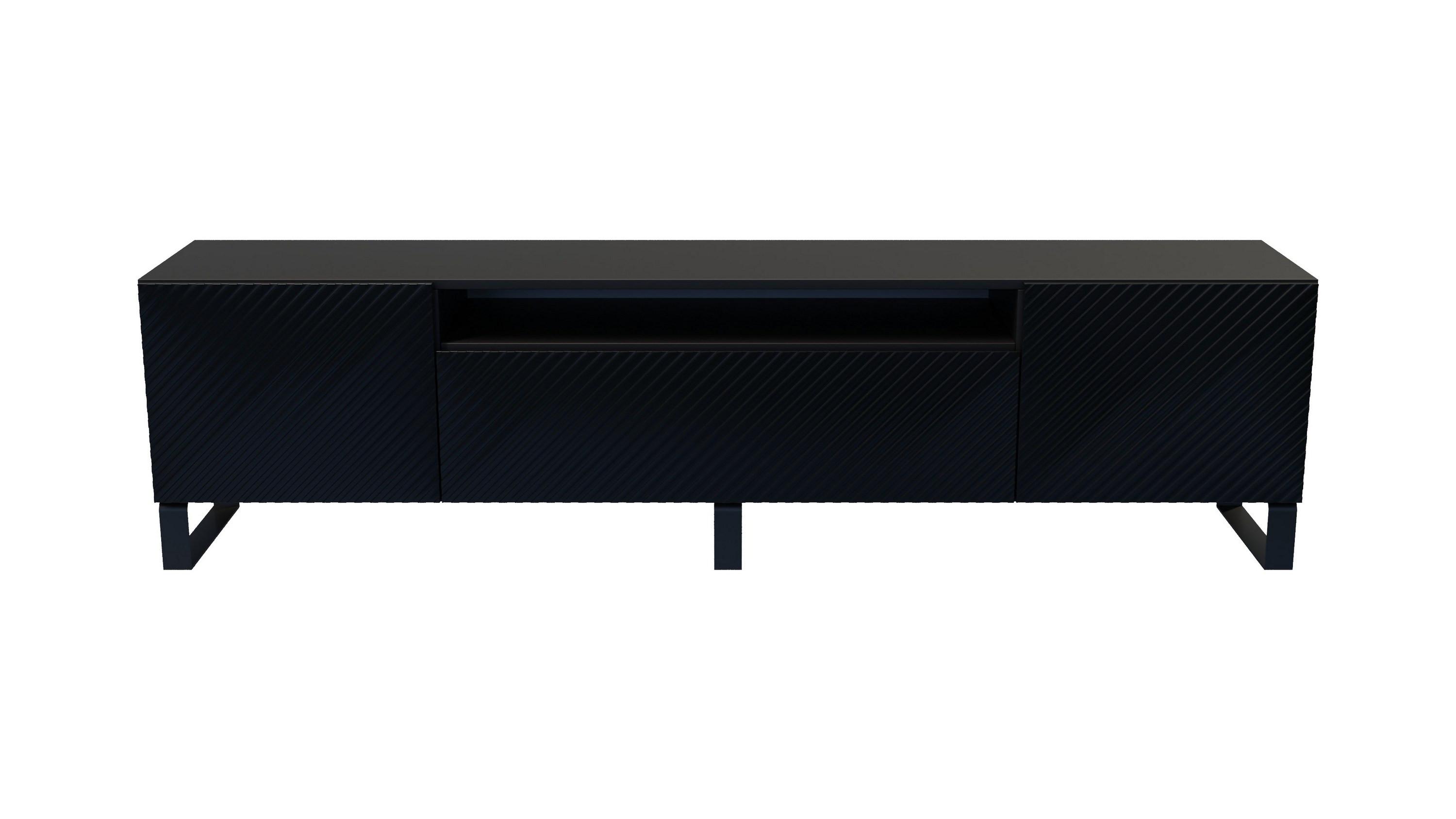 LOWBOARD CAVA 200/41/40 cm, Stand-TV-Schrank Schwarz - Schwarz, Holzwerkstoff (200/41/40cm) - MASSENO