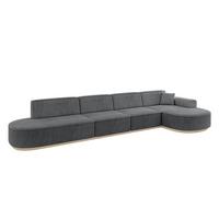 ECKSOFA Ottomane Rechts MARI-L3-v1 - 413x171x83 cm Dunkelgrau Cord - Dunkelgrau, Holzwerkstoff/Textil (171/413cm) - ALTDECOR