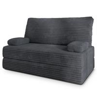 BETTSOFA LADIA aus Schaumstoff Kordstoff Grau Schlaffunktion - Dunkelgrau, Textil (140/86/60cm) - MASSENO