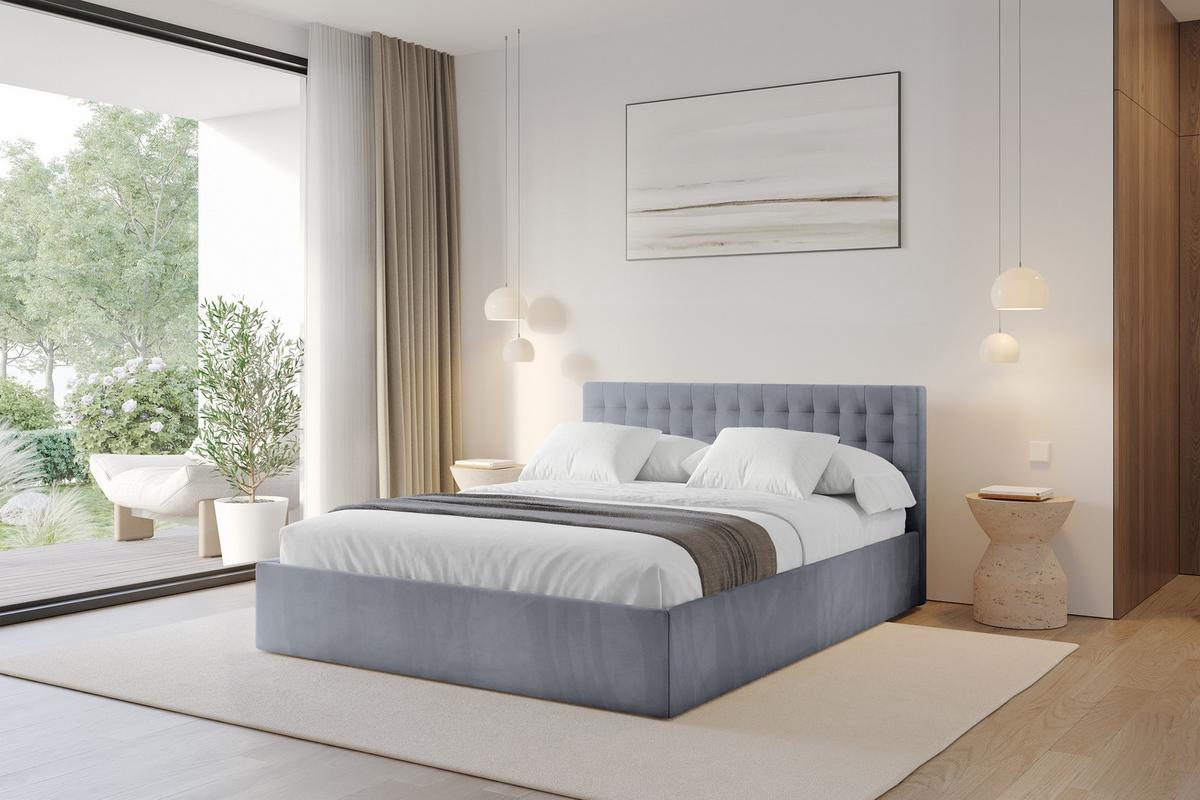 POLSTERBETT mit Bettkasten und Lattenrost, Bett mit Matratze H3/H4 - PARI 160x200 Grau - Grau, Holzwerkstoff/Textil (160/200cm) - ALTDECOR