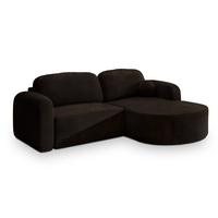 ECKSOFA AMILIA M R-S Braun Velours-Stoff mit Schlaffunktion - Braun, Holz (263/174cm) - MASSENO