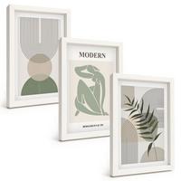 BILDER SET 3er Set - 20x30 cm Weißer Rahmen - Stilvolle Pflanzengrafiken - Weiß, Kunststoff (20/30cm) - TULUP