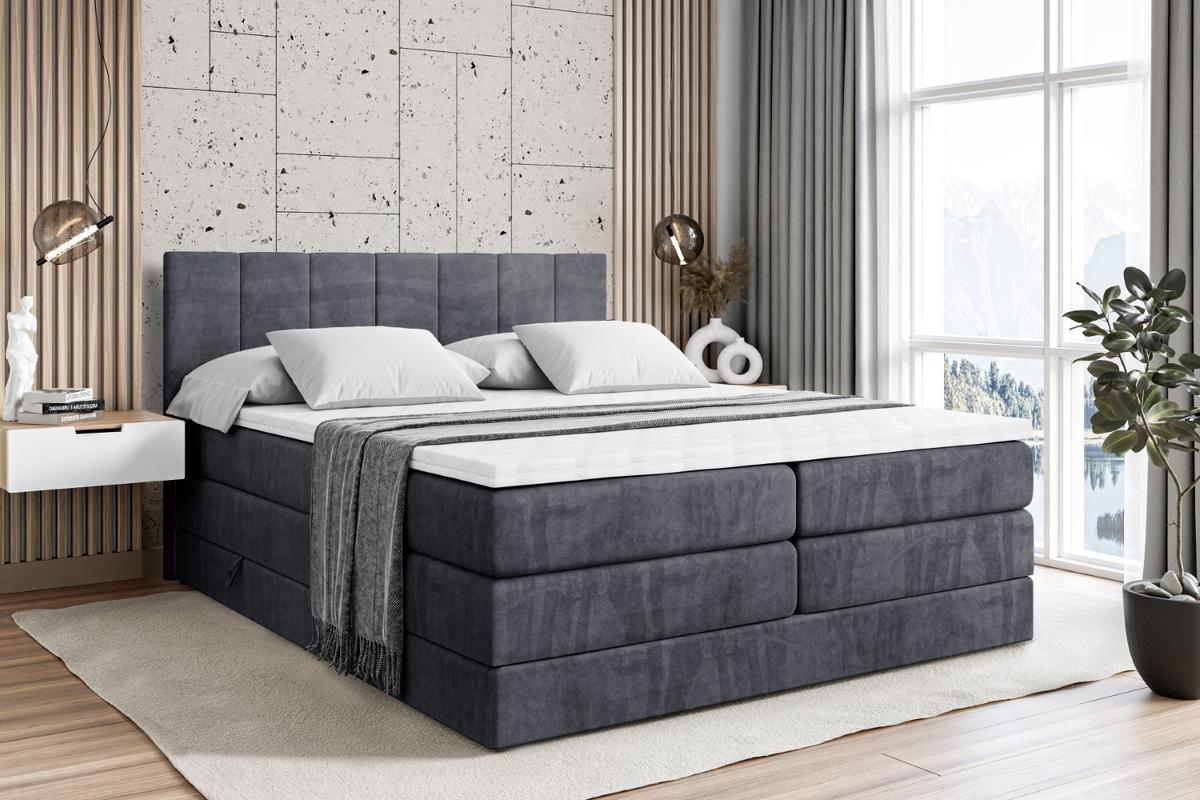 BOXSPRINGBETT MOETI KING - 120x200 - H3/H4 - Dunkelgrau - Dunkelgrau, Holzwerkstoff (120/200cm) - ALTDECOR