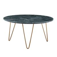 COUCHTISCH Grün Marmor Dreibein Design 70x70x35 cm, Rund Modern Gold Metall - Goldfarben/Grün, Metall (70/70/35cm) - KADIMA DESIGN