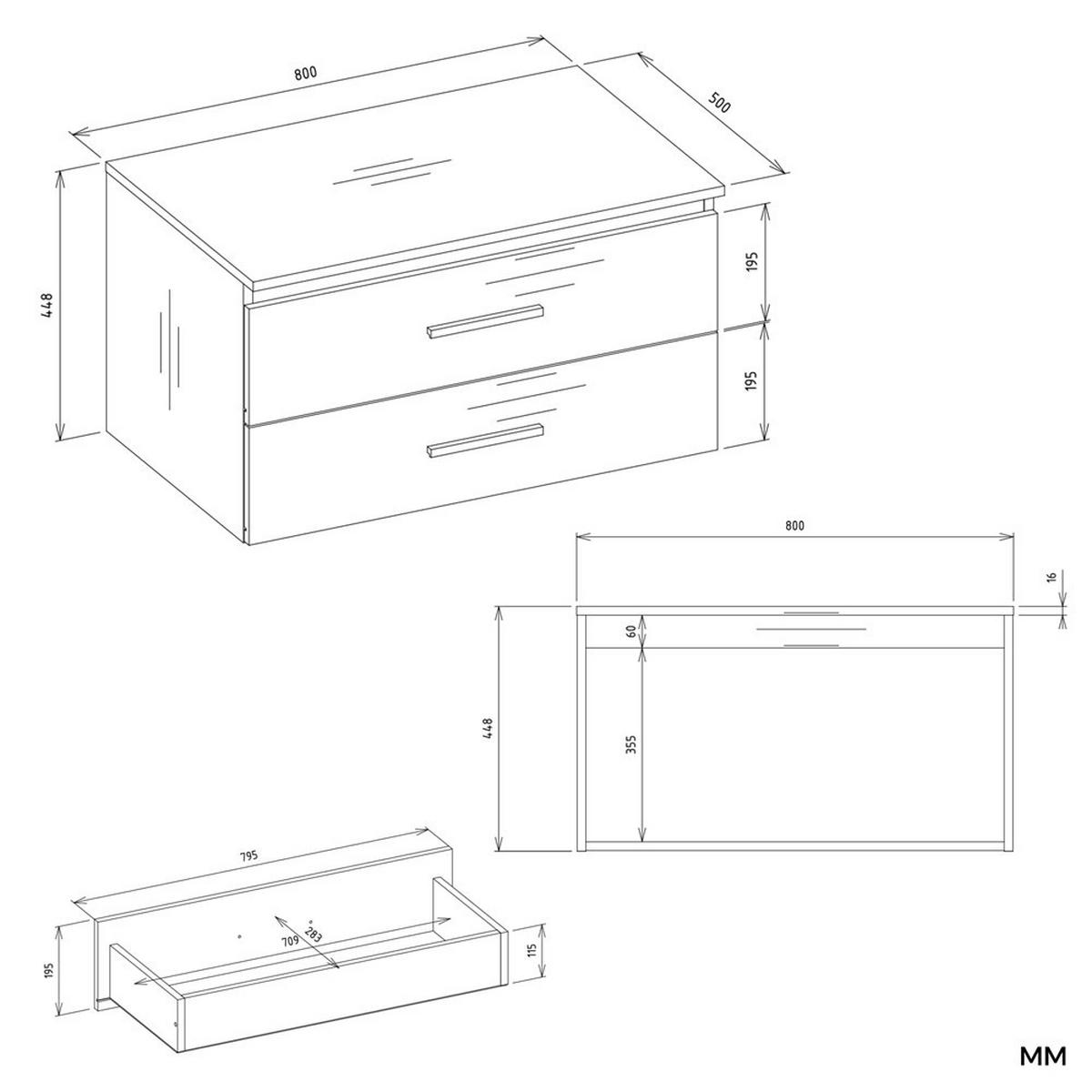 WASCHBECKENUNTERSCHRANK Weiß 80/45/50 - Weiß, Holzwerkstoff (80/45/50cm) - RAUMHIRSCH FURNITURE