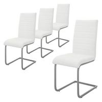 SCHWINGSTUHL 4er Set Weiß Kunstleder - Silberfarben/Weiß, Metall (40/102/57cm) - ML-DESIGN