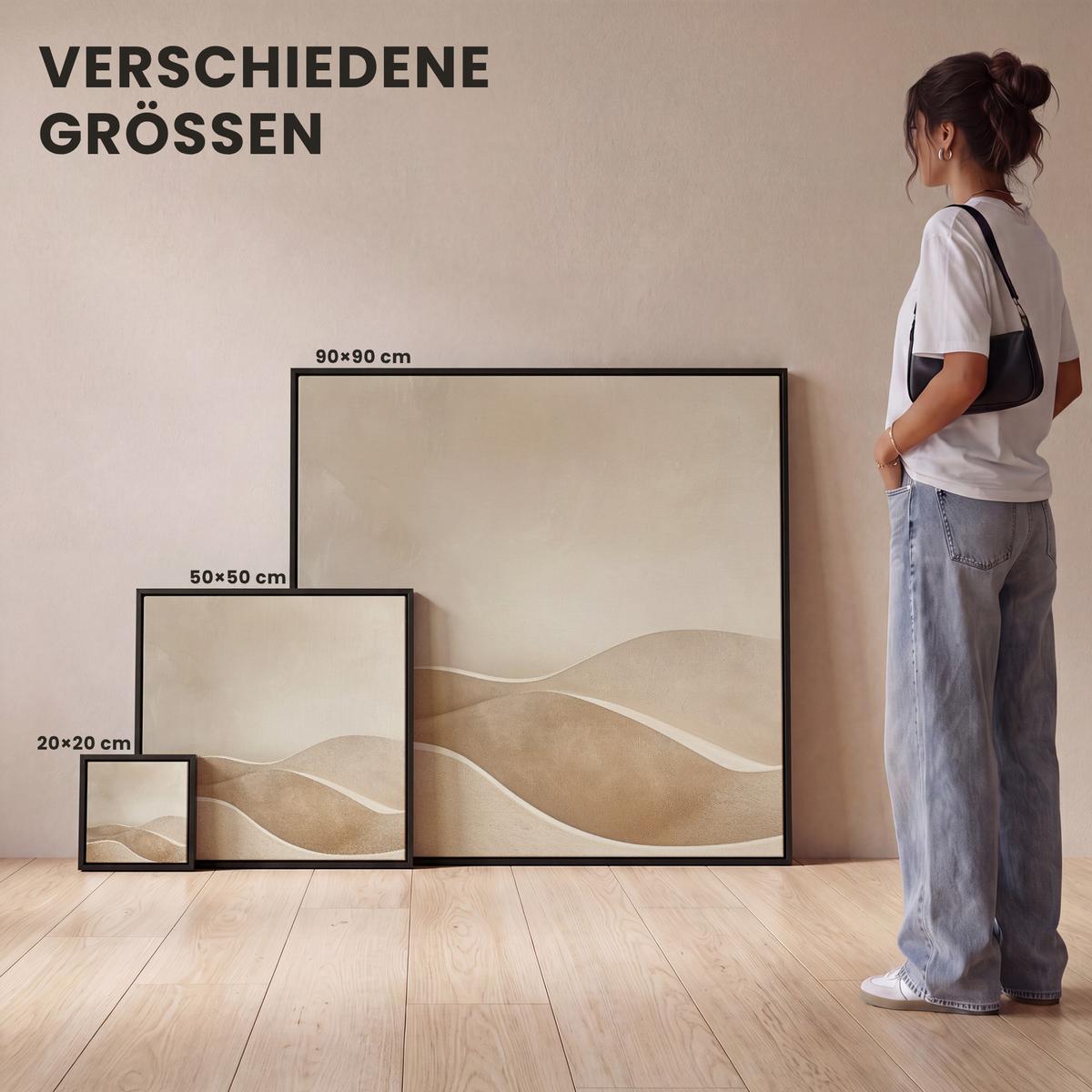 LEINWAND Bilder mit Rahmen - Beige - Natur - Abstrakt - Modern - 50x50 - Beige, Textil (50/50cm) - MuchoWow