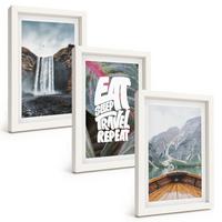 BILDER SET 3er Set - 20x30 cm Weißer Rahmen - Wasserfall Berge Natur Boot - Weiß, Kunststoff (20/30cm) - TULUP