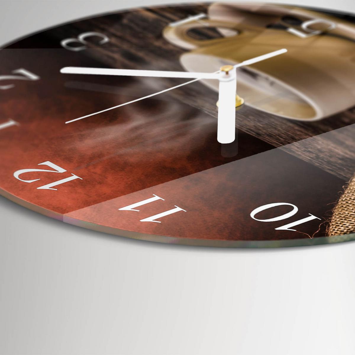 WANDUHR aus Glas Ø30 cm - Kaffee - Braun, Glas (30/30/0.4cm) - TULUP