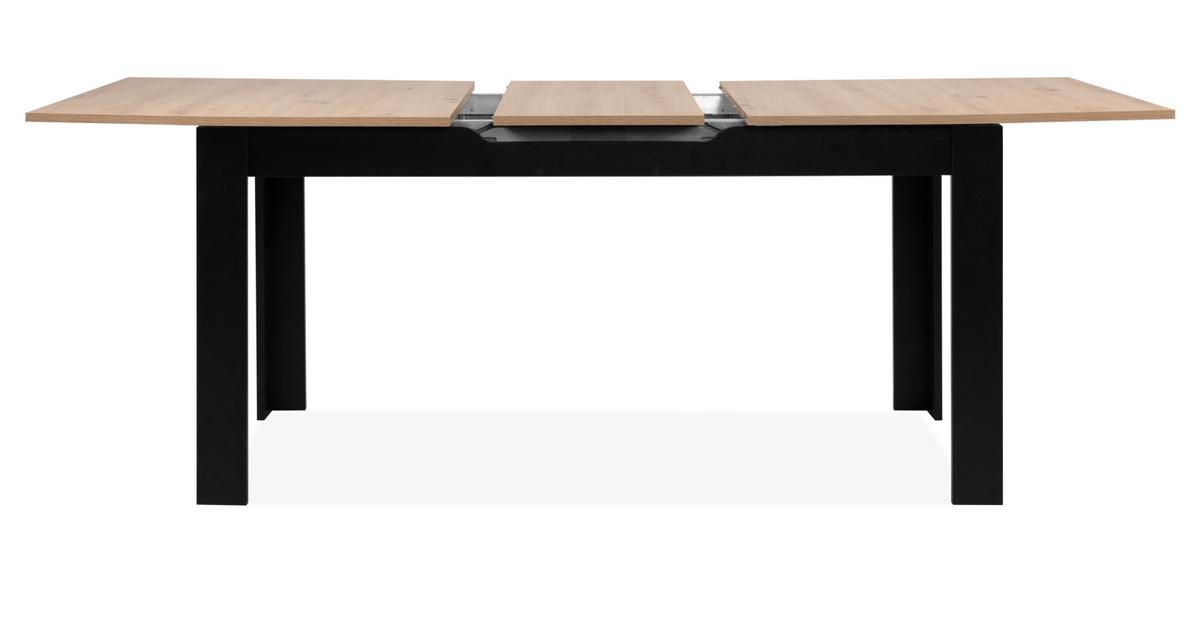 ESSTISCH Eiche Artisan, schwarz 160 - 20 cm, Küchentisch ausziehbar - Schwarz/Eiche Artisan, Holzwerkstoff (160/80/75cm) - Furn.Design