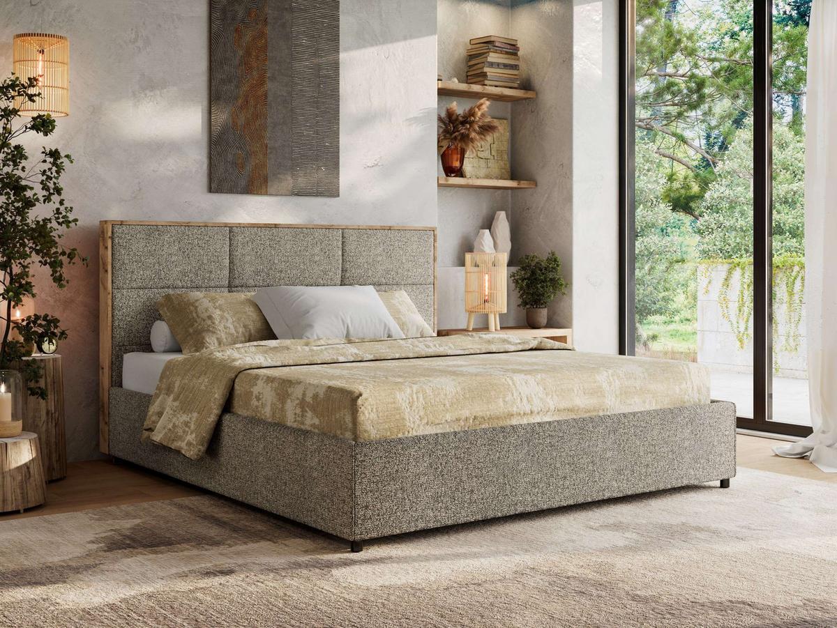 POLSTERBETT LERIO CLASSIC 140/200 - Grau Strukture - Multipocket-Matratze - Grau, Textil (140/200cm) - MKS