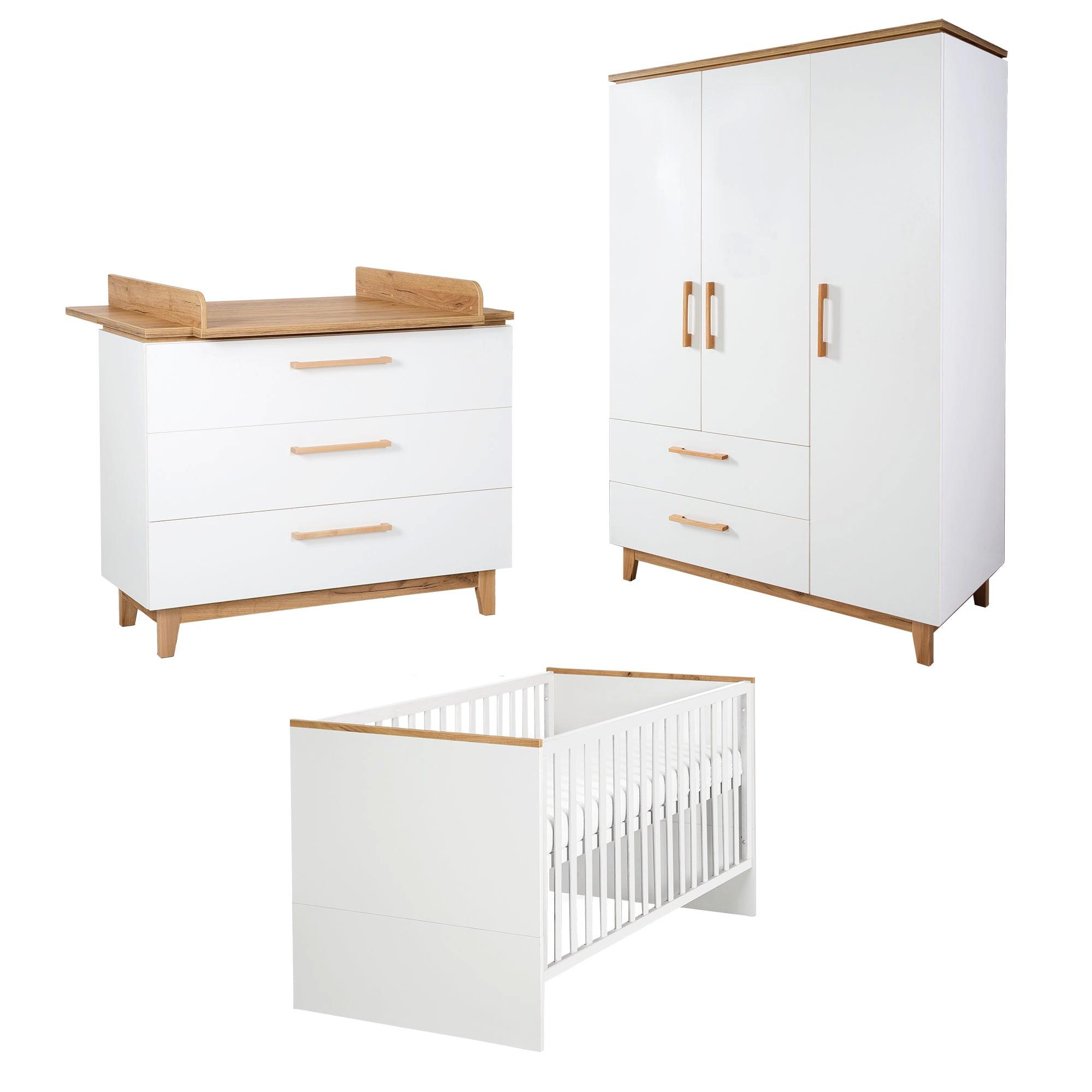 BABYZIMMER-SET Finn 3-teilig - Weiß, Holzwerkstoff (76/82.5/144cm) - Roba