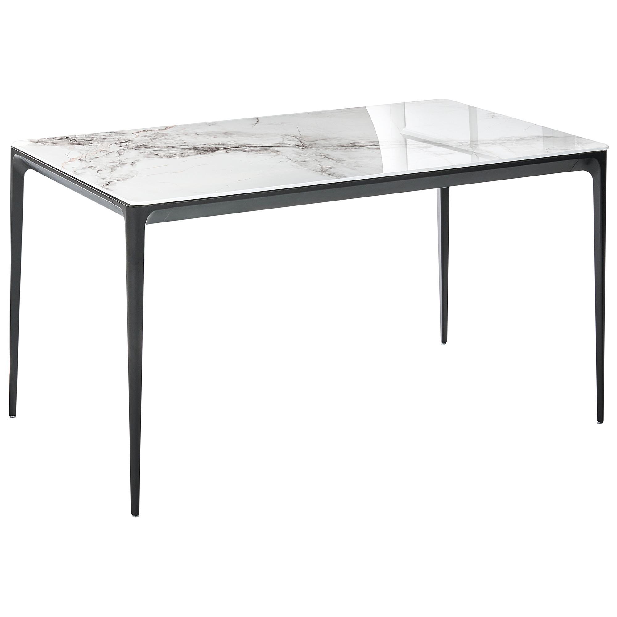 ESSTISCH Weißer Marmor 140/80 cm Glas Jollein - Weiß, Glas (140/80/73cm) - Beliani